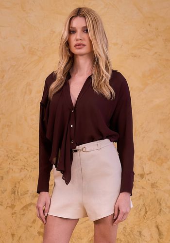 CAMISA ASSIMÉTRICA EM VISCOSE CACAU