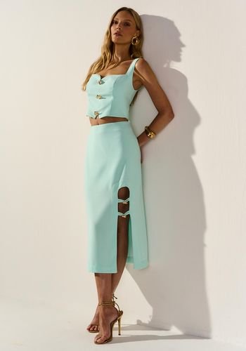 SAIA MIDI COM METAL AZUL SERENO