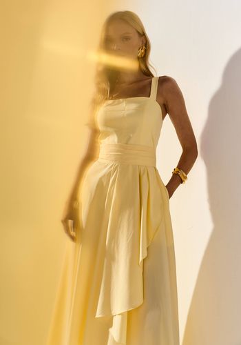 VESTIDO MIDI EM TRICOLINE YELLOW
