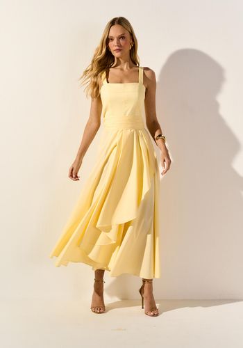 VESTIDO MIDI EM TRICOLINE YELLOW