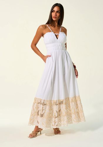 VESTIDO MIDI BARRADO BORDADO OFF