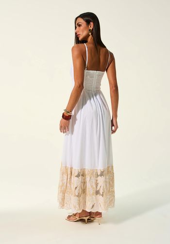 VESTIDO MIDI BARRADO BORDADO OFF