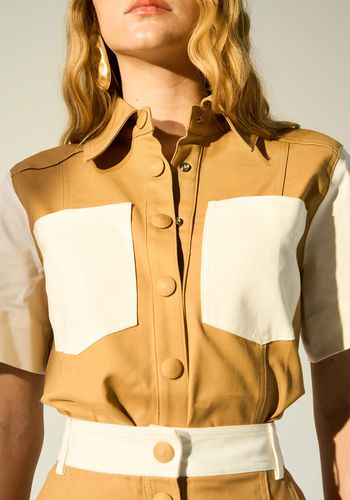 CAMISA SARJA BICOLOR CAROLINA AREIA