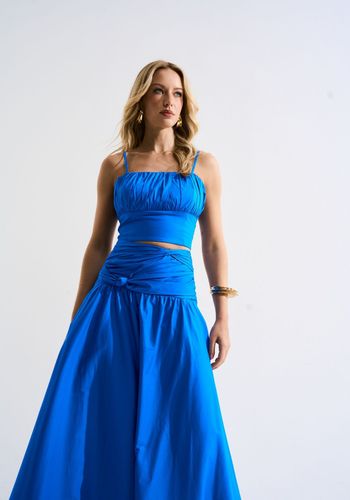 TOP DRAPEADO AZUL CIANO