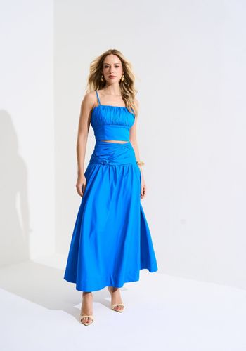 TOP DRAPEADO AZUL CIANO