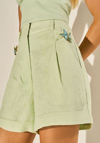 SHORTS EM LINHO PATRICIA VERDE CLARO