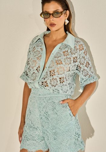 SHORTS EM GUIPIR PATRICIA AZUL