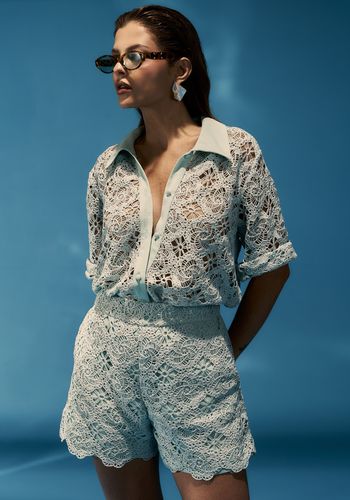 SHORTS EM GUIPIR PATRICIA AZUL