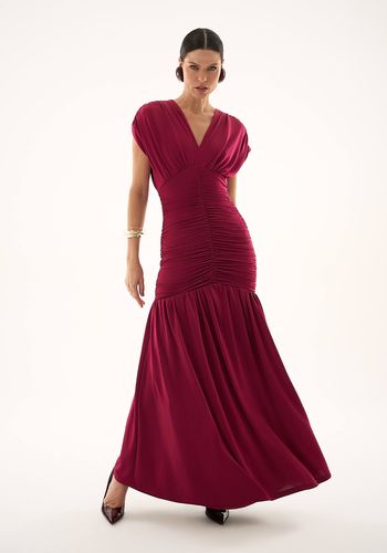 VESTIDO DRAPEADO MAITE VINHO