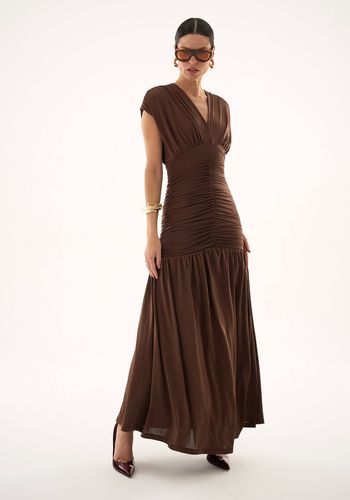 VESTIDO DRAPEADO MAITE MARROM