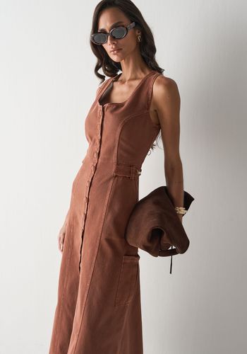 VESTIDO DE SARJA LIVIA MARROM